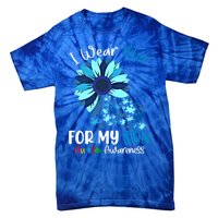 I Wear Blue For My Son Autism Awareness Sunflower Gift Tie-Dye T-Shirt