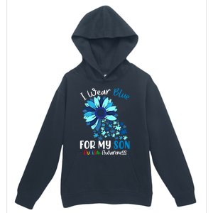 I Wear Blue For My Son Autism Awareness Sunflower Gift Urban Pullover Hoodie