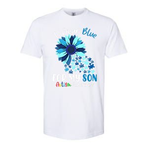 I Wear Blue For My Son Autism Awareness Sunflower Gift Softstyle CVC T-Shirt