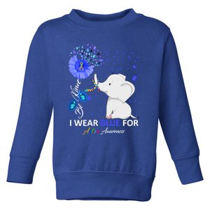 I Wear Blue Autism Awareness Gift Elephant Autism Awareness Gift Toddler Sweatshirt