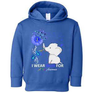 I Wear Blue Autism Awareness Gift Elephant Autism Awareness Gift Toddler Hoodie