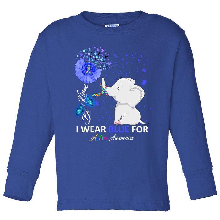 I Wear Blue Autism Awareness Gift Elephant Autism Awareness Gift Toddler Long Sleeve Shirt