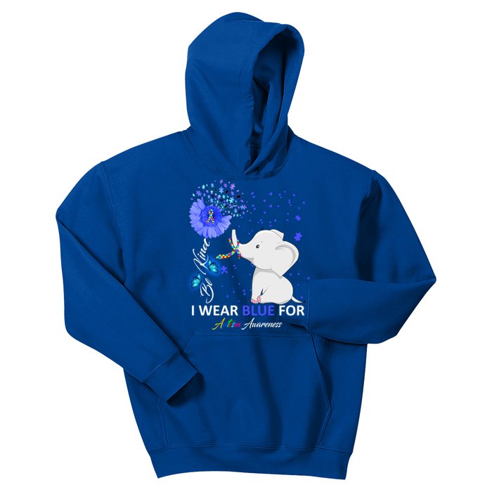 I Wear Blue Autism Awareness Gift Elephant Autism Awareness Gift Kids Hoodie