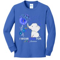 I Wear Blue Autism Awareness Gift Elephant Autism Awareness Gift Kids Long Sleeve Shirt