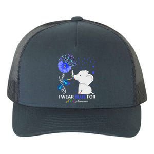 I Wear Blue Autism Awareness Gift Elephant Autism Awareness Gift Yupoong Adult 5-Panel Trucker Hat