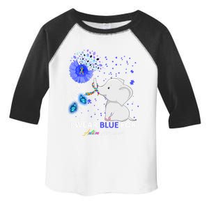 I Wear Blue Autism Awareness Gift Elephant Autism Awareness Gift Toddler Fine Jersey T-Shirt