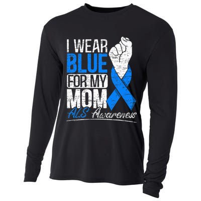 I Wear Blue For My Dad ALS Awareness Supporter Warrior Cooling Performance Long Sleeve Crew