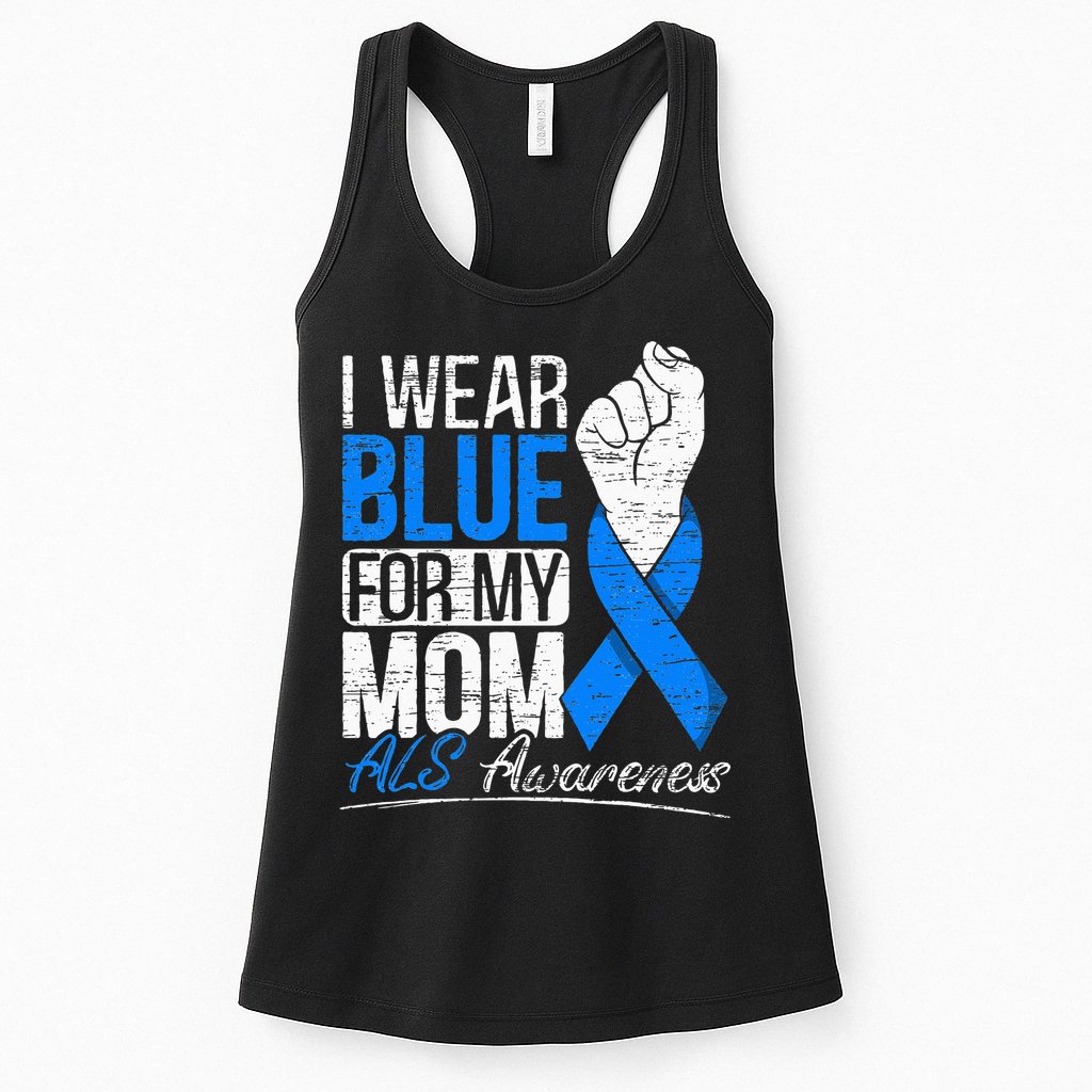 I Wear Blue For My Dad ALS Awareness Supporter Warrior Womens Tank Top
