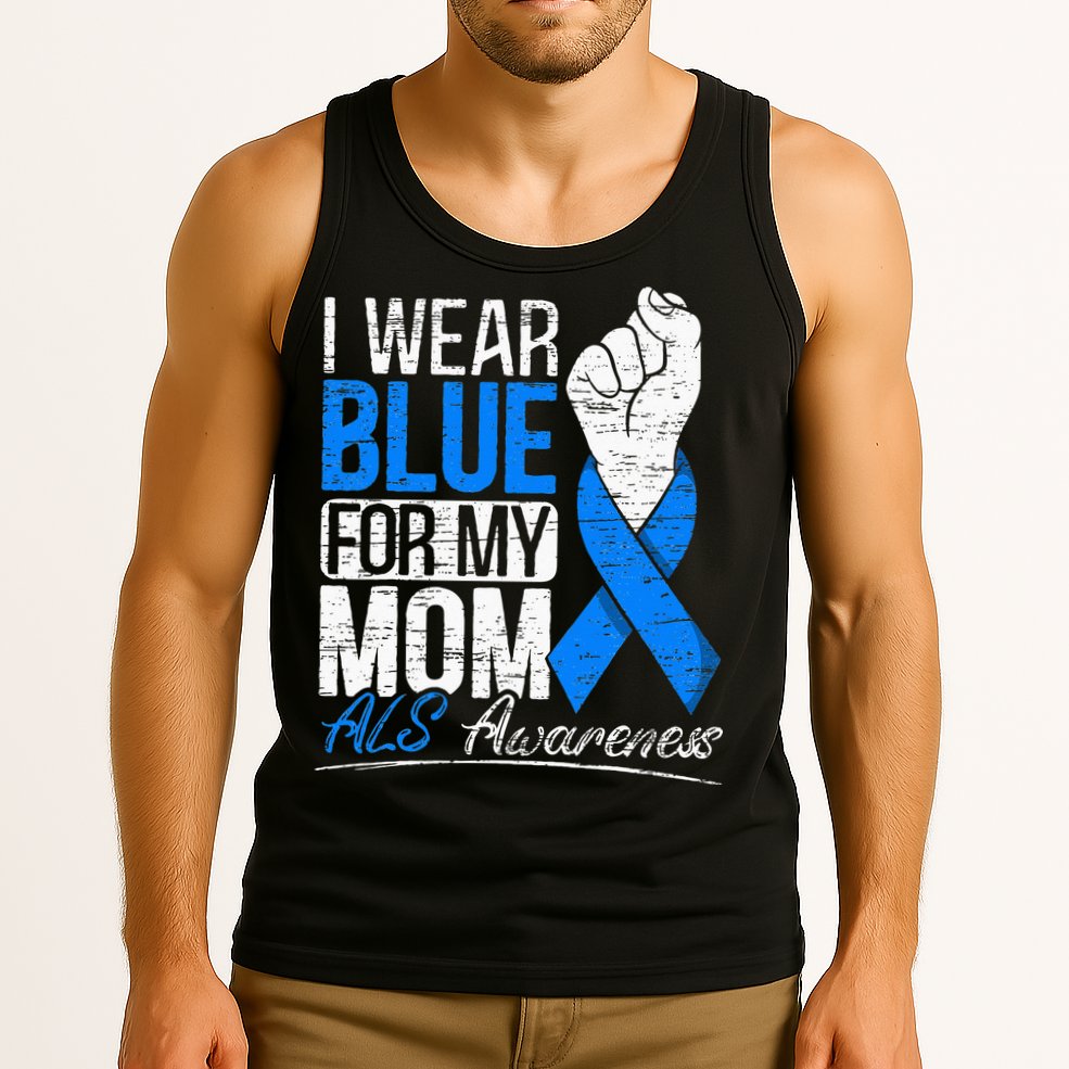 I Wear Blue For My Dad ALS Awareness Supporter Warrior Tank Top