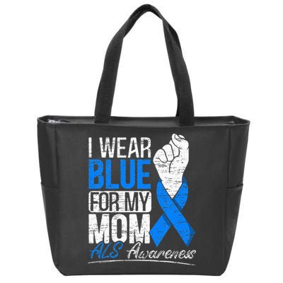 I Wear Blue For My Dad ALS Awareness Supporter Warrior Zip Tote Bag
