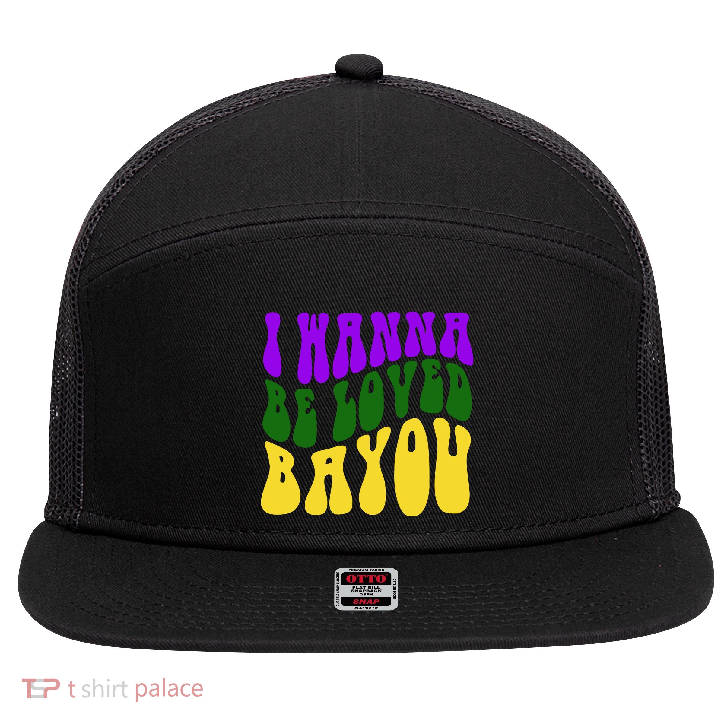 I Wanna Be Loved Bayou Mardi Gras 7 Panel Mesh Trucker Snapback Hat