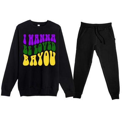 I Wanna Be Loved Bayou Mardi Gras Premium Crewneck Sweatsuit Set