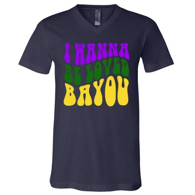 I Wanna Be Loved Bayou Mardi Gras V-Neck T-Shirt