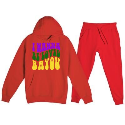 I Wanna Be Loved Bayou Mardi Gras Premium Hooded Sweatsuit Set