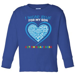 I Wear Blue For My Son Autism Awareness Support Mom Dad Gift Toddler Long Sleeve Shirt