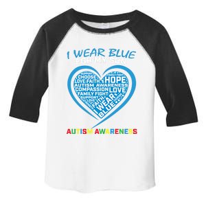 I Wear Blue For My Son Autism Awareness Support Mom Dad Gift Toddler Fine Jersey T-Shirt