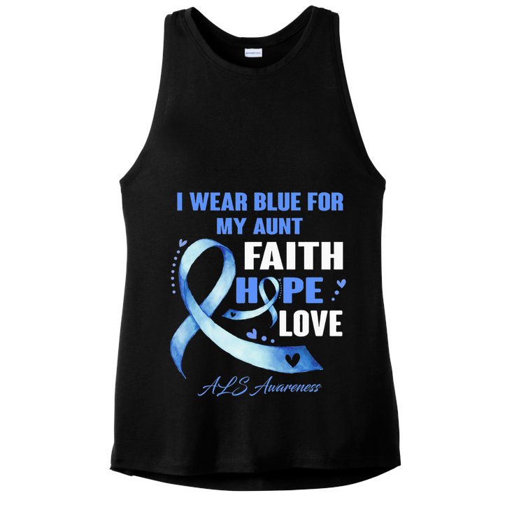 I Wear Blue For My Aunt Als Awareness Faith Hope Love Ladies PosiCharge Tri-Blend Wicking Tank
