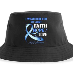 I Wear Blue For My Aunt Als Awareness Faith Hope Love Sustainable Bucket Hat