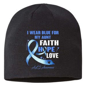 I Wear Blue For My Aunt Als Awareness Faith Hope Love Sustainable Beanie