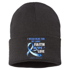 I Wear Blue For My Aunt Als Awareness Faith Hope Love Sustainable Knit Beanie