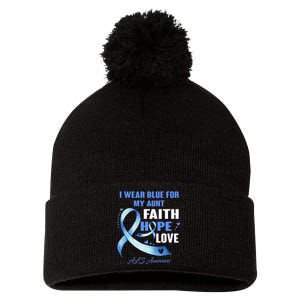 I Wear Blue For My Aunt Als Awareness Faith Hope Love Pom Pom 12in Knit Beanie