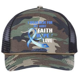 I Wear Blue For My Aunt Als Awareness Faith Hope Love Retro Rope Trucker Hat Cap