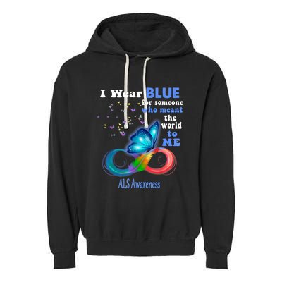 I Wear Blue ALS Awareness Garment-Dyed Fleece Hoodie