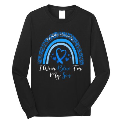 I Wear Blue For My Son Diabetes Awareness Month Gifts Long Sleeve Shirt