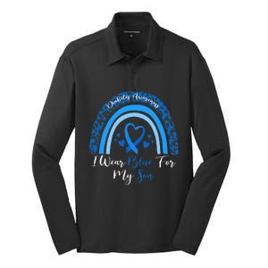 I Wear Blue For My Son Diabetes Awareness Month Gifts Silk Touch Performance Long Sleeve Polo