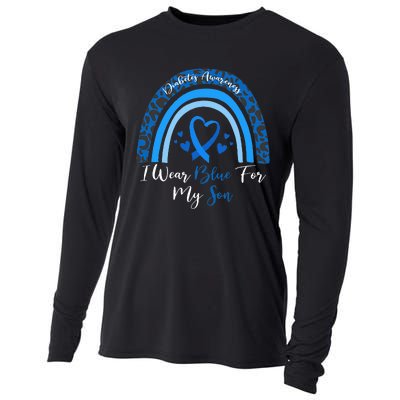 I Wear Blue For My Son Diabetes Awareness Month Gifts Cooling Performance Long Sleeve Crew