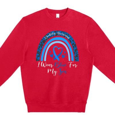 I Wear Blue For My Son Diabetes Awareness Month Gifts Premium Crewneck Sweatshirt