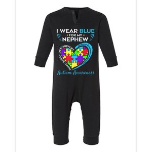 I Wear Blue For My Nephew Autism Awareness Uncle Aunt Infant Fleece One Piece