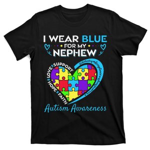 I Wear Blue For My Nephew Autism Awareness Uncle Aunt T-Shirt