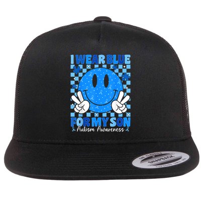 I Wear Blue For My Son Autism Awareness Mom Dad Autistic Flatbill Hat