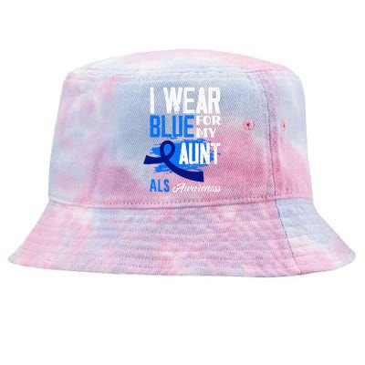 I Wear Blue For My Aunt Support ALS Awareness Tie-Dyed Bucket Hat