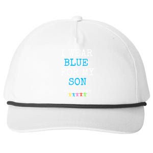 I Wear Blue For My Son Autism Awareness Month Gift Snapback Five-Panel Rope Hat