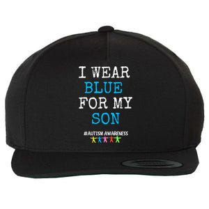 I Wear Blue For My Son Autism Awareness Month Gift Wool Snapback Cap