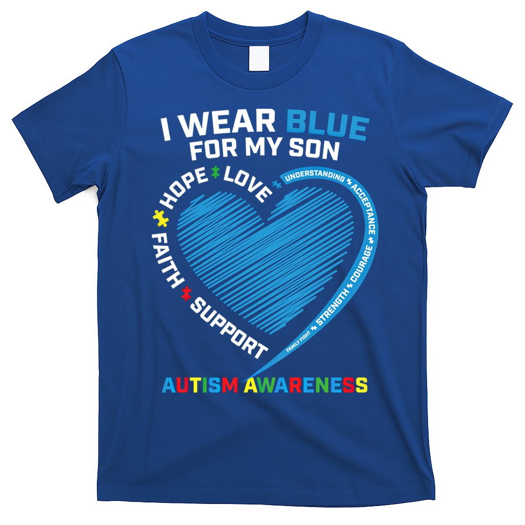 I Wear Blue For My Son Autism Awareness Support Products Cute Gift T-Shirt