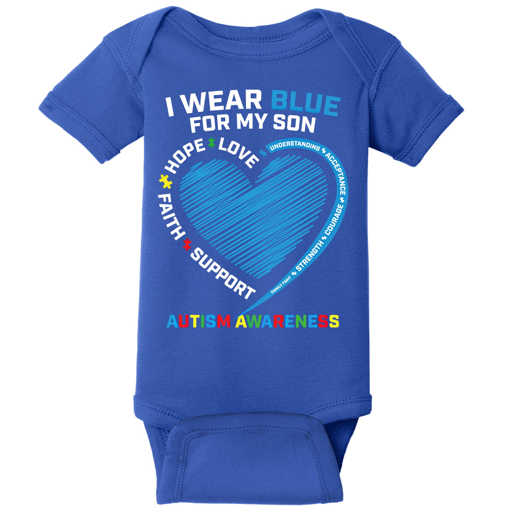 I Wear Blue For My Son Autism Awareness Support Products Cute Gift Baby Bodysuit