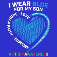 I Wear Blue For My Son Autism Awareness Support Products Cute Gift Womens T-Shirt