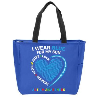 I Wear Blue For My Son Autism Awareness Support Products Cute Gift Zip Tote Bag