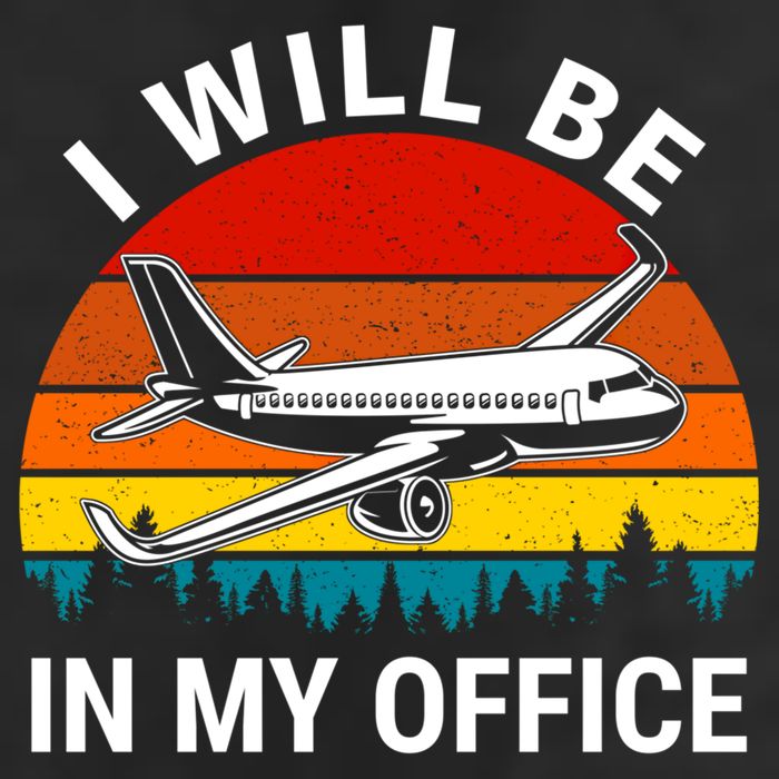 I Will Be In My Office Airliner Pilot Retro Jet Airplane Gift 7 Panel Mesh Trucker Snapback Hat