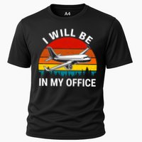 I Will Be In My Office Airliner Pilot Retro Jet Airplane Gift Cooling Performance Crew T-Shirt