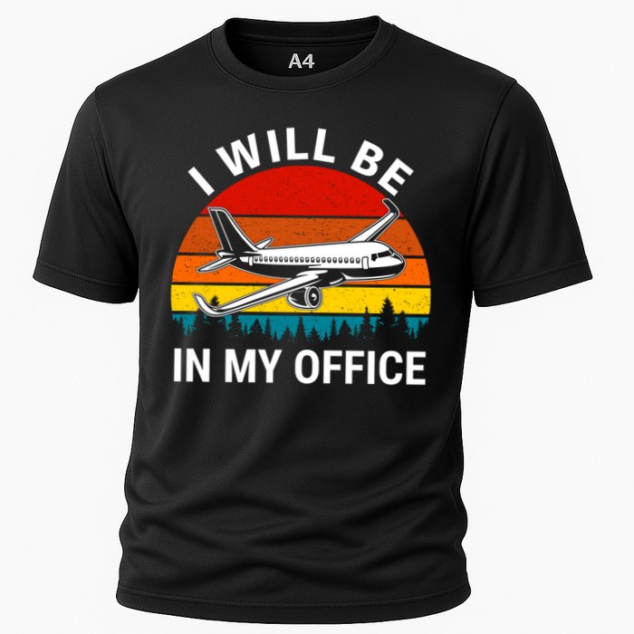 I Will Be In My Office Airliner Pilot Retro Jet Airplane Gift Cooling Performance Crew T-Shirt