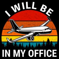 I Will Be In My Office Airliner Pilot Retro Jet Airplane Gift Cooling Performance Crew T-Shirt