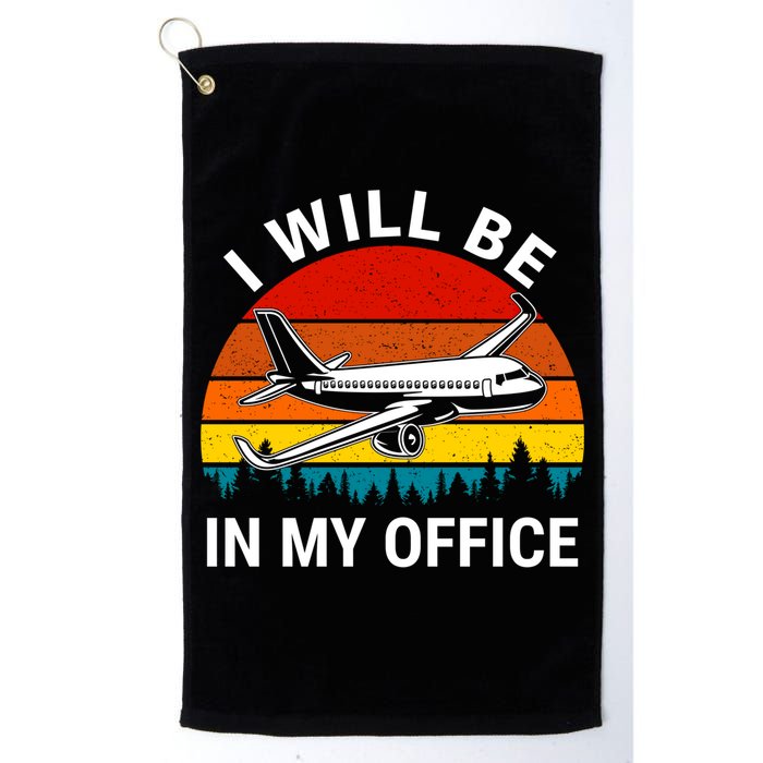 I Will Be In My Office Airliner Pilot Retro Jet Airplane Gift Golf Towel