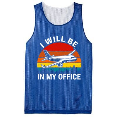 I Will Be In My Office Airliner Pilot Retro Jet Airplane Gift Mesh Reversible Basketball Jersey Tank