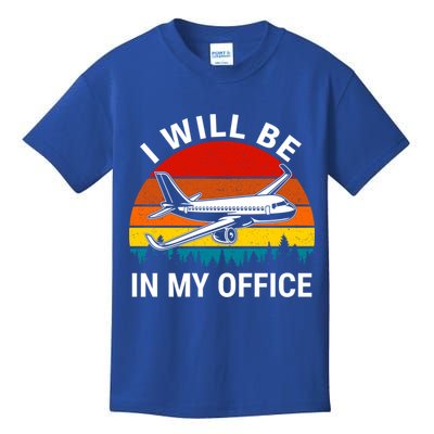 I Will Be In My Office Airliner Pilot Retro Jet Airplane Gift Kids T-Shirt