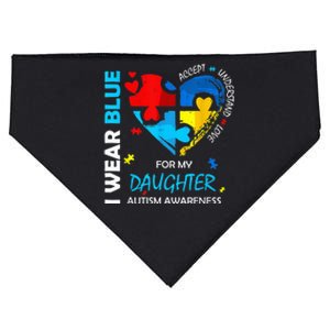 I Wear Blue For My Daughter Heart Support Autism Awareness USA-Made Doggie Bandana