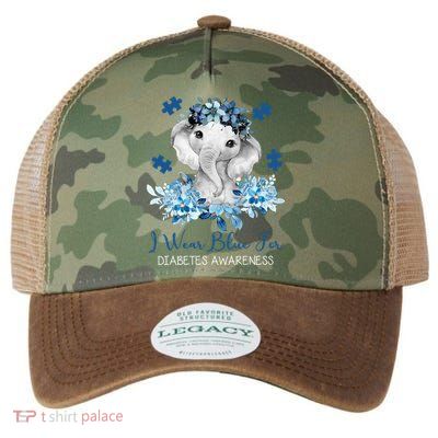 I Wear Blue For Diabetes Awareness Elephant Legacy Tie Dye Trucker Hat